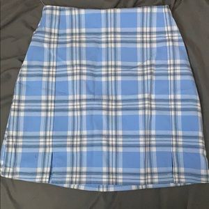 Blue and black plaid skirt